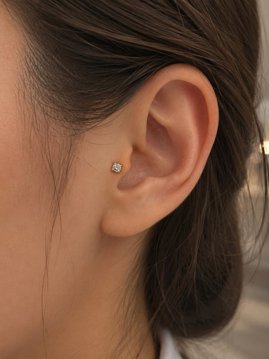 Tek Taş Tragus Küpe - Helix